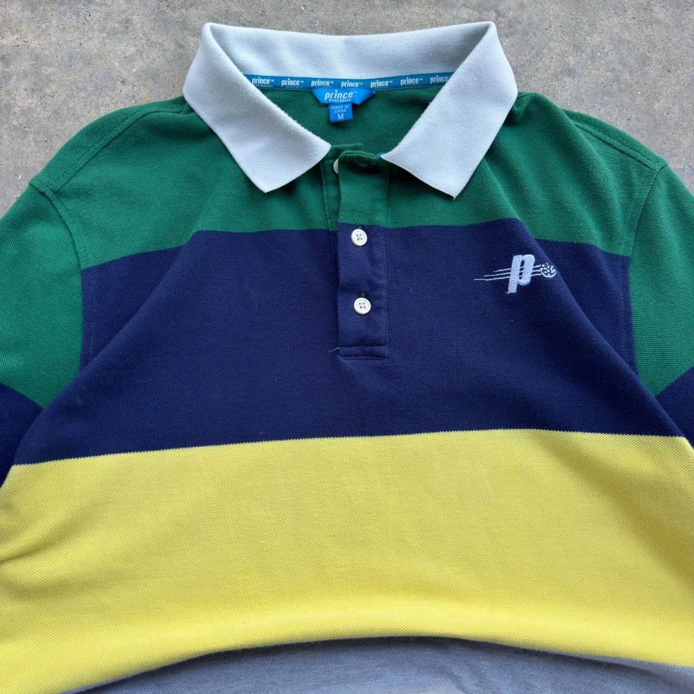 Vintage Y2K Prince Pickleball Polo Shirt Colorblock Gorpcore Multi Size M (f4)